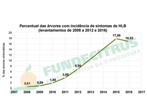 Alta taxa de eliminação de plantas doentes mantém incidência de HLB estável